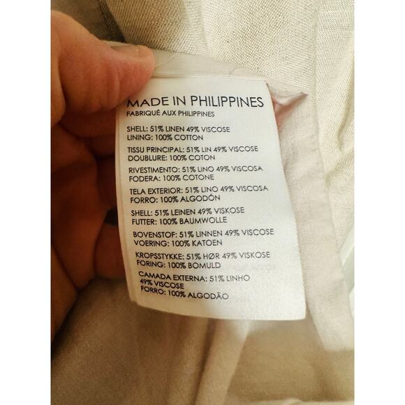 CLUB MONACO Flaxseed Relaxed Single Breasted Linen-Blend Blazer Coat Size Large - Picture 10 of 10